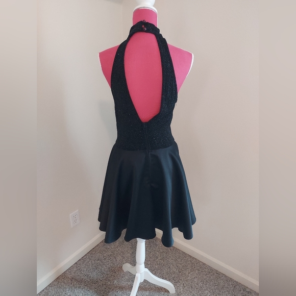 Vintage Roberta High Mock Neck Backless Sparkle Tulle Skirt Dress, Size 9/10 - Picture 4 of 11